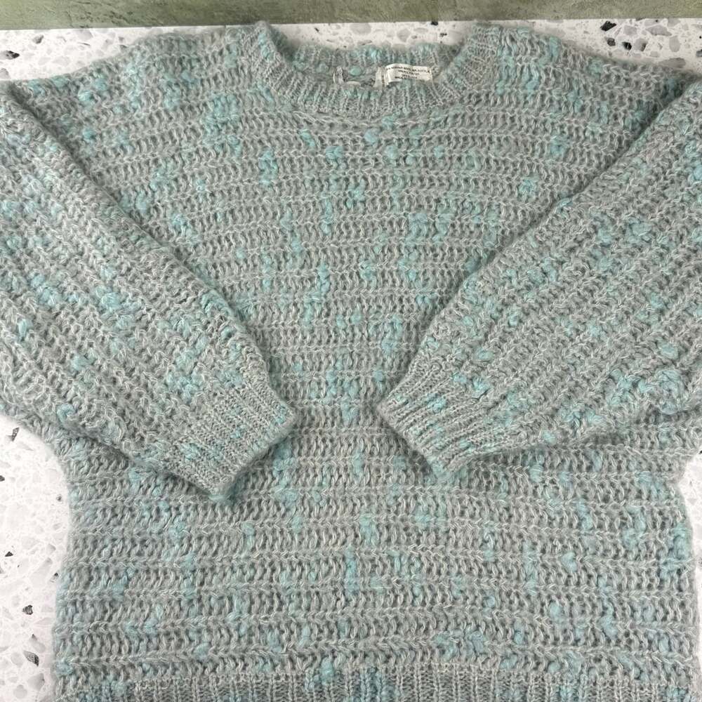 Peter G's General Stores Knit Sweater Size L Blue Gray Mohair Blend Pullover